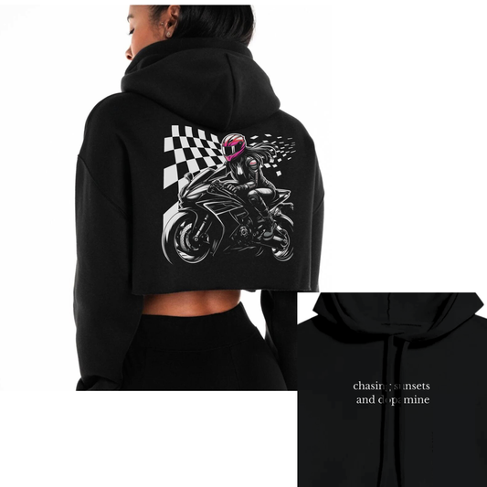 Chasing Sunsets and Dopamine Crop Hoodie